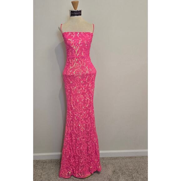 Windsor Pink Noemi Formal Sequin Sleeveless A-Line Dress Maxi Sz XSmall (760) - Picture 1 of 4